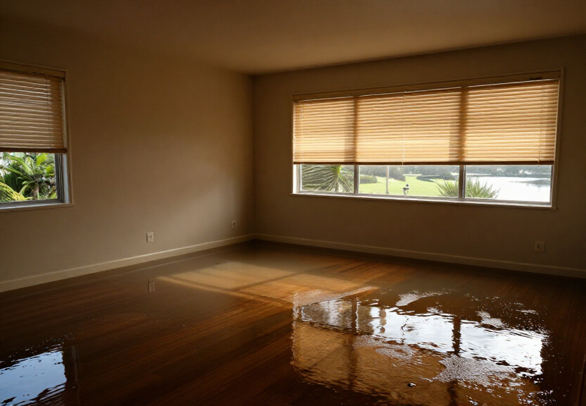 Flooded commercial space in Wakeley before restoration