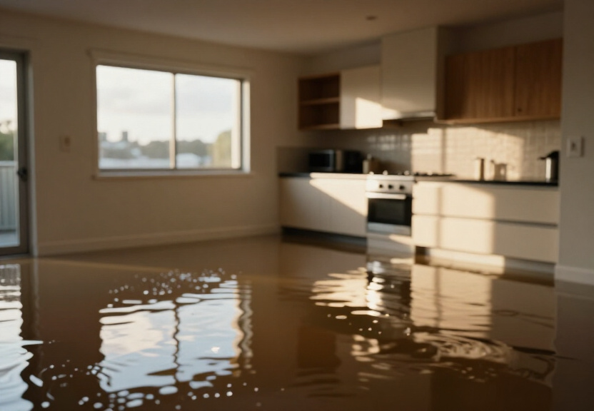 Water-damaged basement in Wakeley before drying